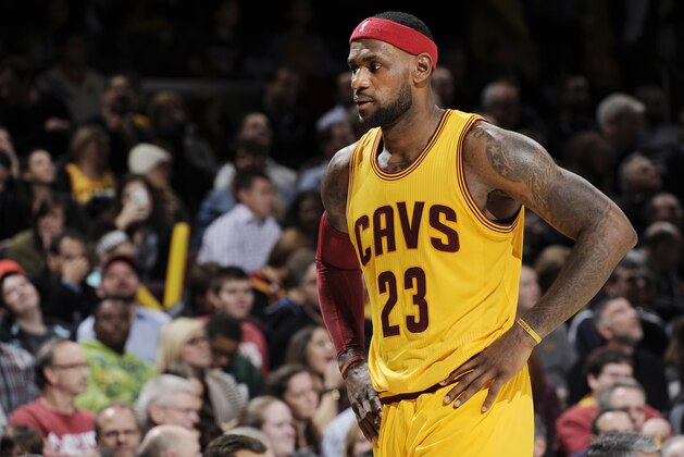 CLEVELAND, OH -  NOVEMBER 26: LeBron James #23 of the Cleveland Cavaliers during the game against the Washington Wizards on November 26, 2014 at Quicken Loans Arena in Cleveland, Ohio. NOTE TO USER: User expressly acknowledges and agrees that, by downloading and or using this Photograph, user is consenting to the terms and conditions of the Getty Images License Agreement. Mandatory Copyright Notice: Copyright 2014 NBAE (Photo by David Kyle/NBAE via Getty Images)