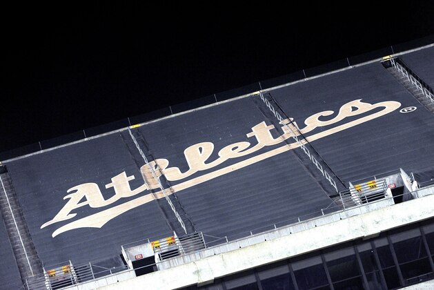 OAKLAND, CA - SEPTEMBER 05:  A general view of the Athetics logo durring the game between the Oakland Athletics and the Houston Astros at O.co Coliseum on September 5, 2014 in Oakland, California.  (Photo by Noah Graham/Getty Images)