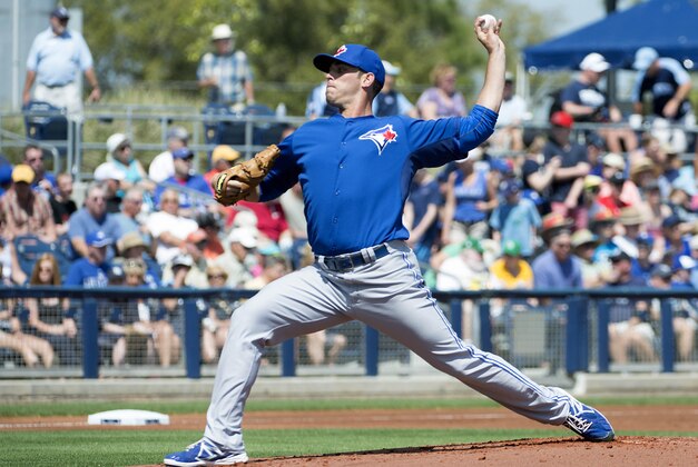 Mar 15, 2014; Port Charlotte, FL, USA;  Toronto Blue Jays starting pitcher Sean Nolin (35) pitches during the first inning against the Tampa Bay Rays at Charlotte Sports Park. Mandatory Credit: Tommy Gilligan-USA TODAY Sports