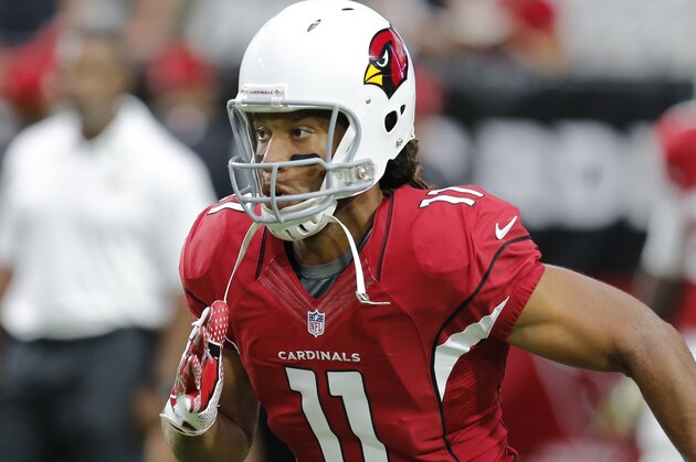 Arizona Cardinals wide receiver Larry Fitzgerald (11) during the first quarter of an NFL football game against the St. Louis Rams, Sunday, Nov. 9, 2014 in Glendale, Ariz. (AP Photo/Rick Scuteri)
