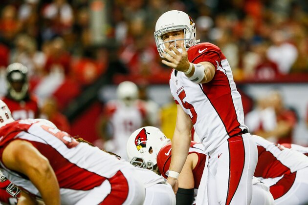 ATLANTA, GA - NOVEMBER 30: Drew Stanton #5 of the Arizona Cardinals signals to teammates at the line of scrimmage during the second half against the Atlanta Falcons at the Georgia Dome on November 30, 2014 in Atlanta, Georgia.  (Photo by Kevin C. Cox/Getty Images)