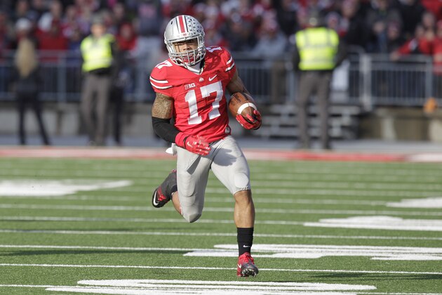 Ohio State running back Jalin Marshall plays against Indiana in an NCAA college football game Saturday, Nov. 22, 2014, in Columbus, Ohio. (AP Photo/Jay LaPrete)