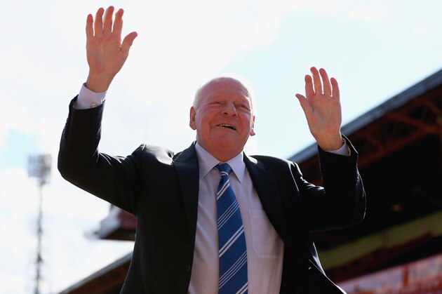 BARNSLEY, ENGLAND - AUGUST 03:  Dave Whelan, Chairman of Wigan Athletic thanks the travelling supportersafter the Sky Bet Championship match between Barnsley and Wigan Athletic at Oakwell on August 03, 2013 in Barnsley, England,  (Photo by Matthew Lewis/Getty Images)