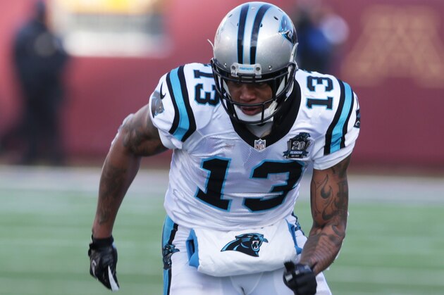 Carolina Panthers wide receiver Kelvin Benjamin runs up field during the second half of an NFL football game against the Minnesota Vikings, Sunday, Nov. 30, 2014, in Minneapolis. (AP Photo/Jim Mone)