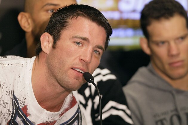 UFC mixed martial arts fighter Chael Sonnen, left, during a news conference in San Francisco, Thursday, Aug. 5, 2010. (AP Photo/Jeff Chiu)
