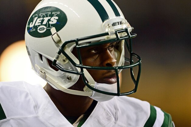 Nov 24, 2014; Detroit, MI, USA; New York Jets quarterback Geno Smith (7) looks to the sidelines during the third quarter against the Buffalo Bills at Ford Field. Mandatory Credit: Andrew Weber-USA TODAY Sports