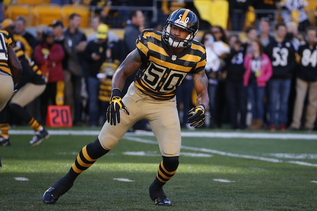 Pittsburgh Steelers inside linebacker Ryan Shazier (50) warms up before the NFL football game against the Indianapolis Colts, Sunday, Oct. 26, 2014 in Pittsburgh. (AP Photo/Gene J. Puskar) Pittsburgh Steelers inside linebacker Ryan Shazier (50) warms up before the NFL football game against the Indianapolis Colts, Sunday, Oct. 26, 2014 in Pittsburgh. (AP Photo/Gene J. Puskar)