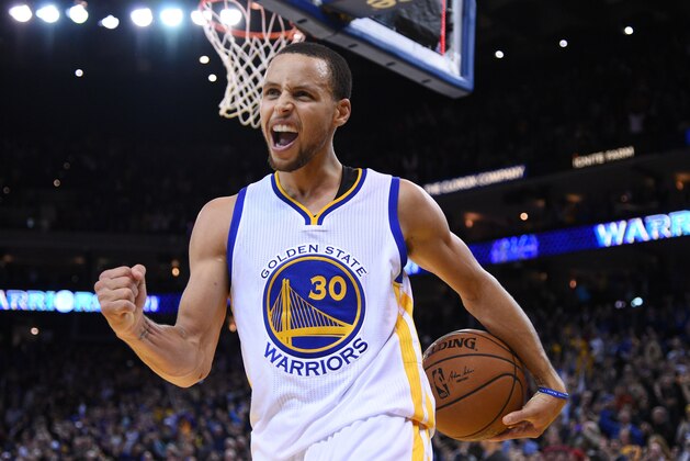 December 2, 2014; Oakland, CA, USA; Golden State Warriors guard Stephen Curry (30) celebrates after the game against the Orlando Magic at Oracle Arena. The Warriors defeated the Magic 98-97. Mandatory Credit: Kyle Terada-USA TODAY Sports