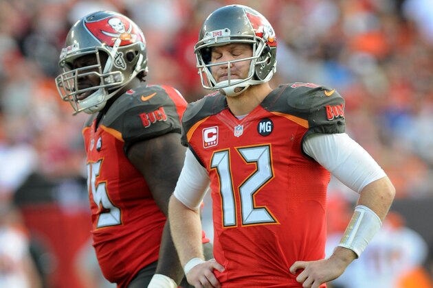 TAMPA, FL - NOVEMBER 30: Quarterback Josh McCown #12 of the Tampa Bay Buccaneers reacts to a Buccaneers penalty in the 3rd quarter against the Cincinnati Bengals at Raymond James Stadium on November 30, 2014 in Tampa, Florida. (Photo by Cliff McBride/Getty Images)