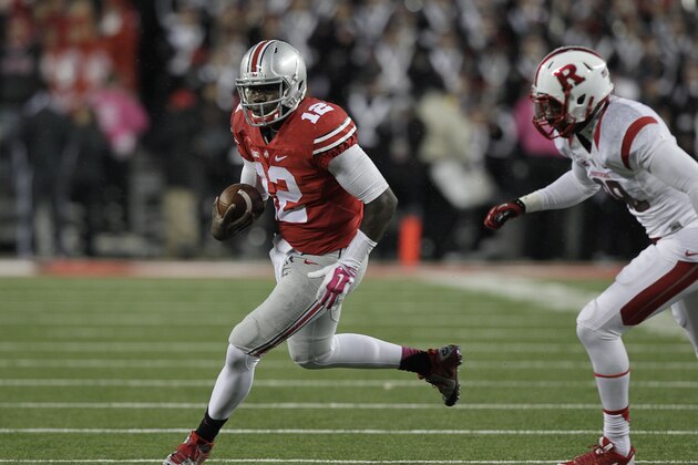 Ohio State quarterback Cardale Jones plays against Rutgers during an NCAA NCAA college football game Saturday, Oct. 18, 2014, in Columbus, Ohio. (AP Photo/Jay LaPrete)