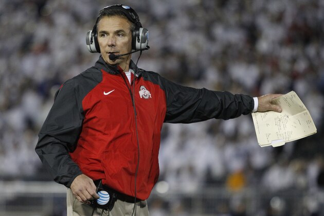 STATE COLLEGE, PA - OCTOBER 25:  Urban Meyer head coach of the Ohio State Buckeyes coaches during the game against the Penn State Nittany Lions on October 25, 2014 at Beaver Stadium in State College, Pennsylvania.  (Photo by Justin K. Aller/Getty Images)