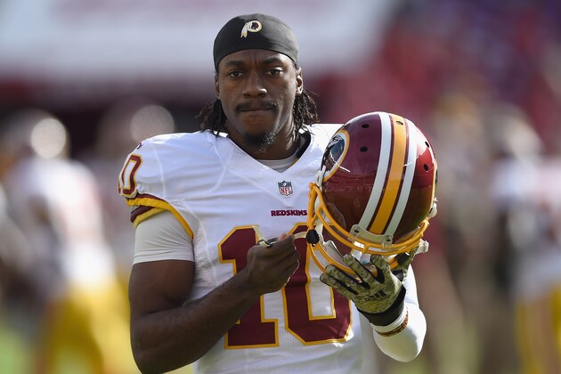 SANTA CLARA, CA - NOVEMBER 23:  Robert Griffin III #10 of the Washington Redskins is seen during pregame against the San Francisco 49ers at Levi's Stadium on November 23, 2014 in Santa Clara, California.  (Photo by Thearon W. Henderson/Getty Images)