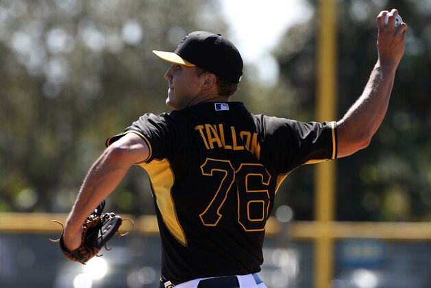 Pittsburgh Pirates pitcher Jameson Taillon throws against hitters during the team's baseball spring training workout in Bradenton, Fla., Thursday, Feb. 20, 2014. (AP Photo/Gene J. Puskar)