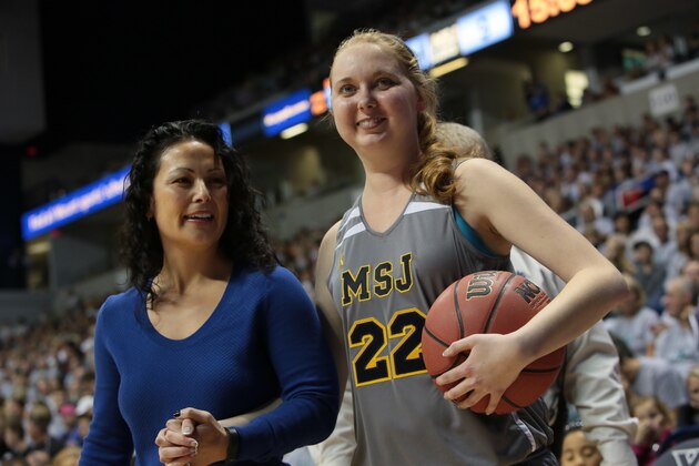 CINCINNATI - NOVEMBER 2:  Freshman Lauren Hill of Mount St. Joseph smiles during a game at Xavier University in Cincinnati Ohio at the Cintas Center.  NOTE TO USER: User expressly acknowledges and agrees that, by downloading and or using this Photograph, user is consenting to the terms and condition of the Getty Images License Agreement. Mandatory Copyright Notice: 2014 NBAE  (Photo by Ron Hoskins/NBAE via Getty Images)