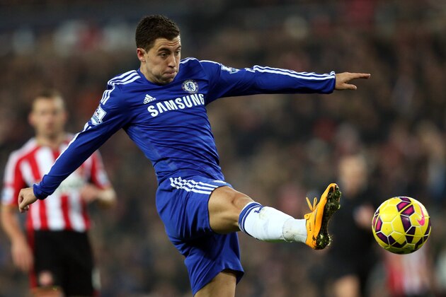 Chelsea's Eden Hazard during their English Premier League soccer match against Sunderland at the Stadium of Light, Sunderland, England, Saturday, Nov. 29, 2014. (AP Photo/Scott Heppell)