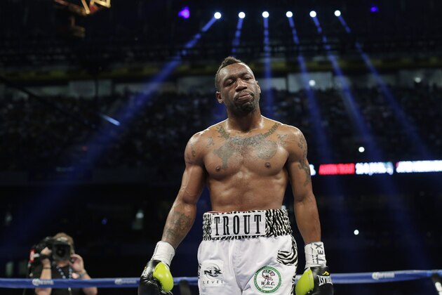 Boxer Austin Trout during his 154-pound title unification bout against Saul