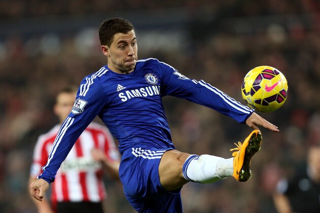 Chelsea's Eden Hazard during their English Premier League soccer match against Sunderland at the Stadium of Light, Sunderland, England, Saturday, Nov. 29, 2014. (AP Photo/Scott Heppell)