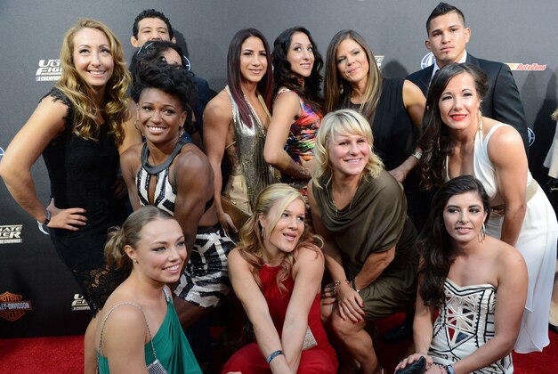 Sep 9, 2014; Los Angeles, CA, USA; Female contestants for The Ultimate Fighter in the newly formed strawweight class on the Red Carpet for the show premiere at Lure Nightclub. Mandatory Credit: Jayne Kamin-Oncea-USA TODAY Sports