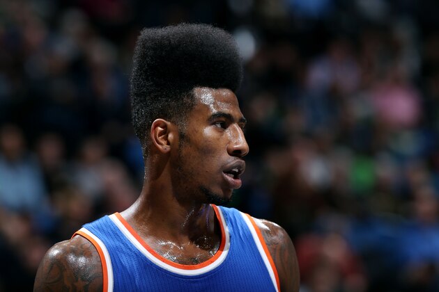 MINNEAPOLIS, MN - NOVEMBER 19: Iman Shumpert #21 of the New York Knicks stands on the court during a game against the Minnesota Timberwolves on November 19, 2014 at Target Center in Minneapolis, Minnesota. NOTE TO USER: User expressly acknowledges and agrees that, by downloading and or using this Photograph, user is consenting to the terms and conditions of the Getty Images License Agreement. Mandatory Copyright Notice: Copyright 2014 NBAE (Photo by David Sherman/NBAE via Getty Images)