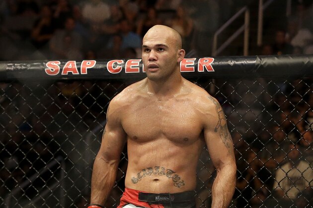 Robbie Lawler fights Matt Brown during a welterweight mixed martial arts bout at a UFC on Fox event in San Jose, Calif., Saturday, July 26, 2014. Lawler won by unanimous decision. (AP Photo/Jeff Chiu)