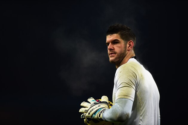 BIRMINGHAM, ENGLAND - NOVEMBER 24:  Fraser Forster of Southampton warms up prior to the Barclays Premier League match between Aston Villa and Southampton at Villa Park on November 24, 2014 in Birmingham, England.  (Photo by Laurence Griffiths/Getty Images)