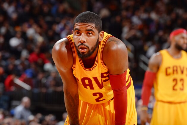 NEW YORK, NY - December 4: Kyrie Irving #2 of the Cleveland Cavaliers during the game against the New York Knicks on December 4, 2014 at Madison Square Garden in New York City, New York. NOTE TO USER: User expressly acknowledges and agrees that, by downloading and or using this Photograph, user is consenting to the terms and conditions of the Getty Images License Agreement. Mandatory Copyright Notice: Copyright 2014 NBAE (Photo by Jesse D. Garrabrant/NBAE via Getty Images)