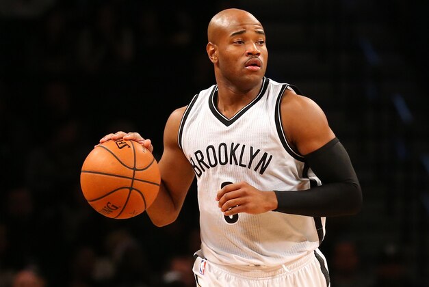 Oct 19, 2014; Brooklyn, NY, USA;  Brooklyn Nets guard Jarrett Jack (0) advances the ball during the first quarter against the Boston Celtics at Barclays Center. Mandatory Credit: Anthony Gruppuso-USA TODAY Sports