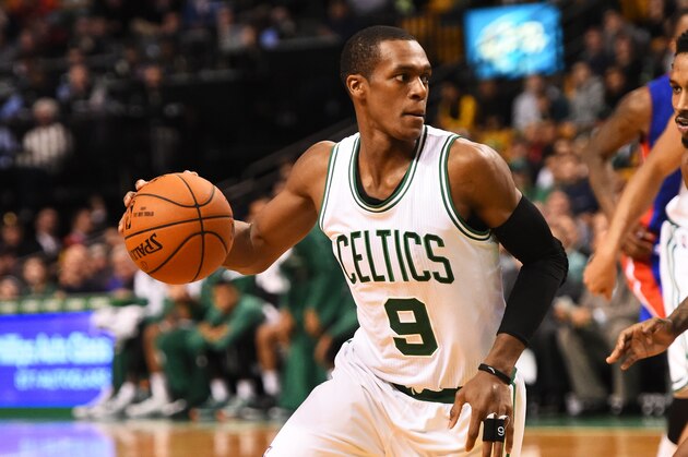 BOSTON, MA - DECEMBER 3:  Rajon Rondo #9 of the Boston Celtics handles the ball against the Detroit Pistons on December 3, 2014 at the TD Garden in Boston, Massachusetts. NOTE TO USER: User expressly acknowledges and agrees that, by downloading and or using this Photograph, user is consenting to the terms and conditions of the Getty Images License Agreement. Mandatory Copyright Notice: Copyright 2014 NBAE (Photo by Brian Babineau /NBAE via Getty Images)