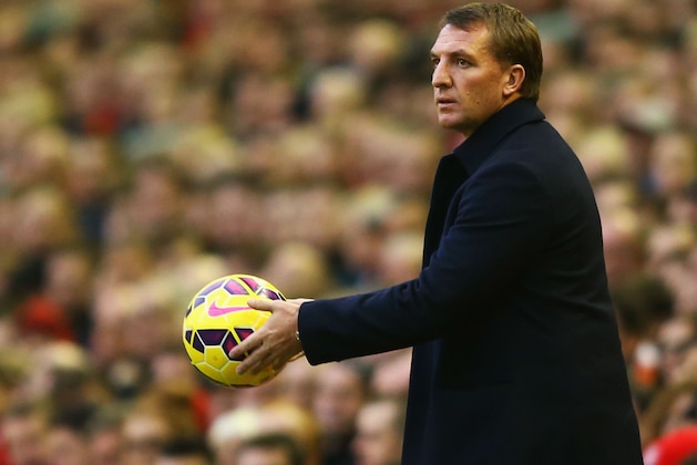 LIVERPOOL, ENGLAND - NOVEMBER 29:  Brendan Rodgers manager of Liverpool throws the ball during the Barclays Premier League match between Liverpool and Stoke City at Anfield on November 29, 2014 in Liverpool, England.  (Photo by Richard Heathcote/Getty Images)