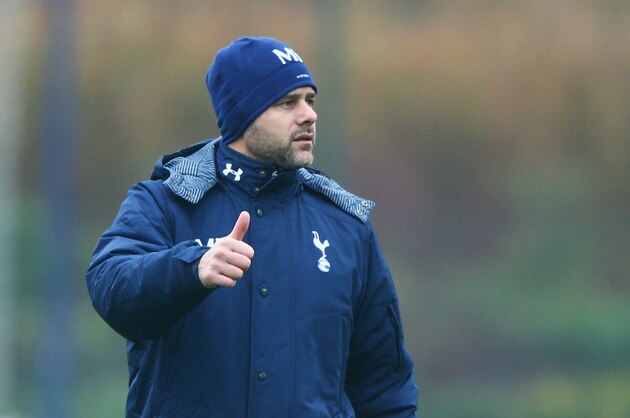 ENFIELD, ENGLAND - NOVEMBER 26:  Mauricio Pochettino manager of Spurs gives a thumbs up during a Tottenham Hotspur FC training session, ahead of the UEFA Europa League Group C match against FC Partizan Belgrade, at Enfield Training Centre on November 26, 2014 in Enfield, United Kingdom.  (Photo by Ian Walton/Getty Images)