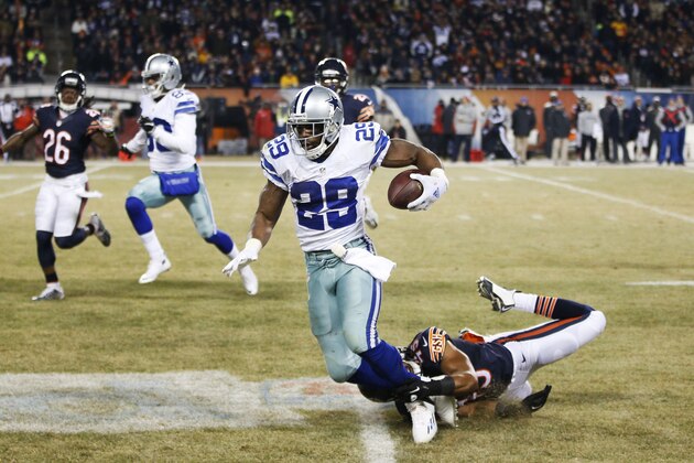 CHICAGO, IL - DECEMBER 4: Brock Vereen #45 of the Chicago Bears tackles DeMarco Murray #29 of the Dallas Cowboys to save a touchdown run during the third quarter of a game at Soldier Field on December 4, 2014 in Chicago, Illinois. (Photo by Joe Robbins/Getty Images)