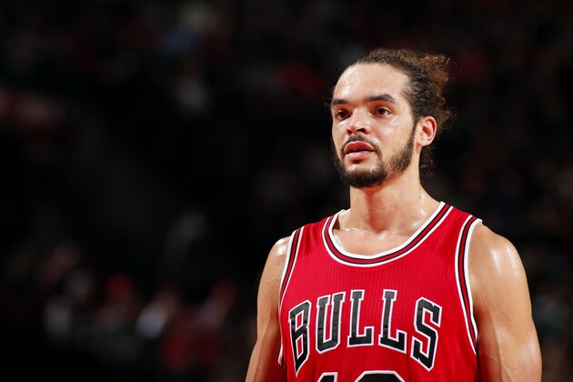 PORTLAND, OR - NOVEMBER 21: Joakim Noah #13 of the Chicago Bulls stands on the court during a game against the Portland Trail Blazerson November 21, 2014 at the Moda Center Arena in Portland, Oregon. NOTE TO USER: User expressly acknowledges and agrees that, by downloading and or using this photograph, user is consenting to the terms and conditions of the Getty Images License Agreement. Mandatory Copyright Notice: Copyright 2014 NBAE (Photo by Cameron Browne/NBAE via Getty Images)