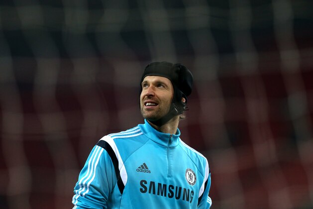 Chelsea's goalkeeper Petr Cech looks on ahead of their English Premier League soccer match against Sunderland at the Stadium of Light, Sunderland, England, Saturday, Nov. 29, 2014. (AP Photo/Scott Heppell)