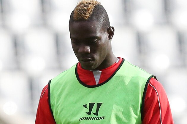 Liverpool's Mario Balotelli ahead of their English Premier League soccer match against Newcastle United at St James' Park, Newcastle, England, Saturday, Nov. 1, 2014. (AP Photo/Scott Heppell)