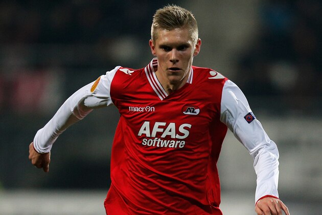 ALKMAAR, NETHERLANDS - FEBRUARY 27:  Aron Johannsson of AZ in action during the UEFA Europa League Round of 32 match between AZ Alkmaar and FC Slovan Liberec at the AZ Stadium on February 27, 2014 in Alkmaar, Netherlands.  (Photo by Dean Mouhtaropoulos/Getty Images)