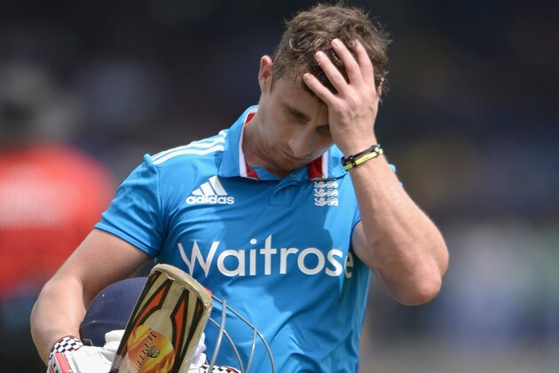COLOMBO, SRI LANKA - DECEMBER 07:  James Taylor of England leaves the field after being dismissed by Ajantha Mendis of Sri Lanka during the 4th One Day International match between Sri Lanka and England at R. Premadasa Stadium on December 7, 2014 in Colombo, Sri Lanka.  (Photo by Gareth Copley/Getty Images)