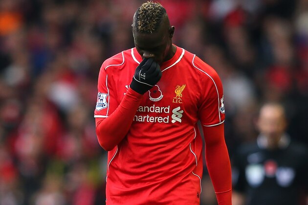 LIVERPOOL, ENGLAND - NOVEMBER 08:  Mario Balotelli of Liverpool looks dejected during the Barclays Premier League match between Liverpool and Chelsea at Anfield on November 8, 2014 in Liverpool, England.  (Photo by Alex Livesey/Getty Images)