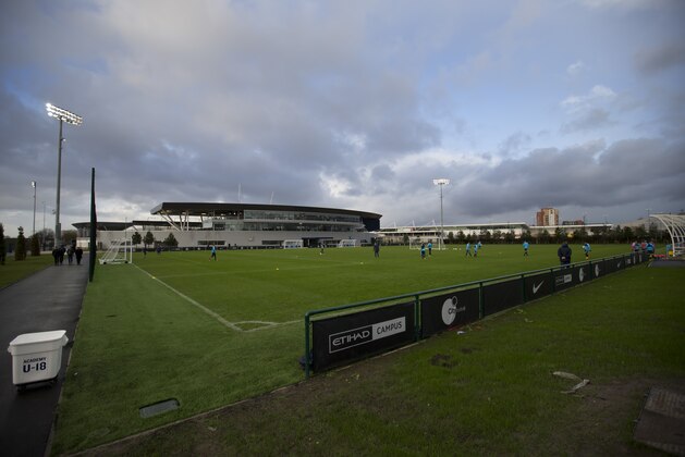 Manchester City's new City Football Academy is seen in Manchester, England, Monday Dec. 8, 2014. Built alongside the club's Etihad Stadium, the academy cost a reputed £150 million and boasts a range of facilities including a training and player-development centre. (AP Photo/Jon Super)