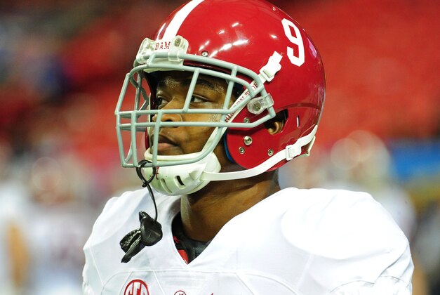 ATLANTA, GA - DECEMBER 06: Amari Cooper #9 of the Alabama Crimson Tide warms up before the SEC Championship game against the Missouri Tigers at the Georgia Dome on December 6, 2014 in Atlanta, Georgia. (Photo by Scott Cunningham/Getty Images)