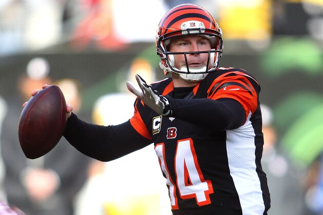 CINCINNATI, OH - DECEMBER 7:  Andy Dalton #14 of the Cincinnati Bengals throws a pass during the second quarter of the game against the Pittsburgh Steelers at Paul Brown Stadium on December 7, 2014 in Cincinnati, Ohio. (Photo by John Grieshop/Getty Images)
