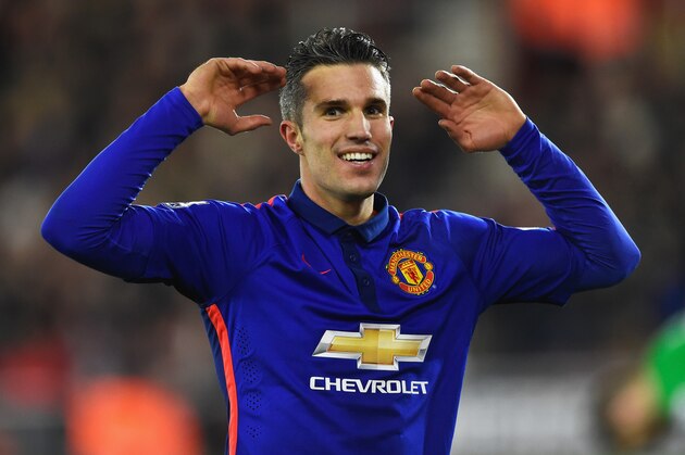 SOUTHAMPTON, ENGLAND - DECEMBER 08:  Robin van Persie of Manchester United celebrates scoring his second goal during the Barclays Premier League match between Southampton and Manchester United at St Mary's Stadium on December 8, 2014 in Southampton, England.  (Photo by Mike Hewitt/Getty Images)