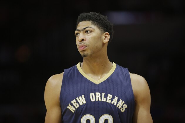 New Orleans Pelicans' Anthony Davis during the first half of an NBA basketball game against the Los Angeles Clippers Saturday, Dec. 6, 2014, in Los Angeles. (AP Photo/Jae C. Hong)