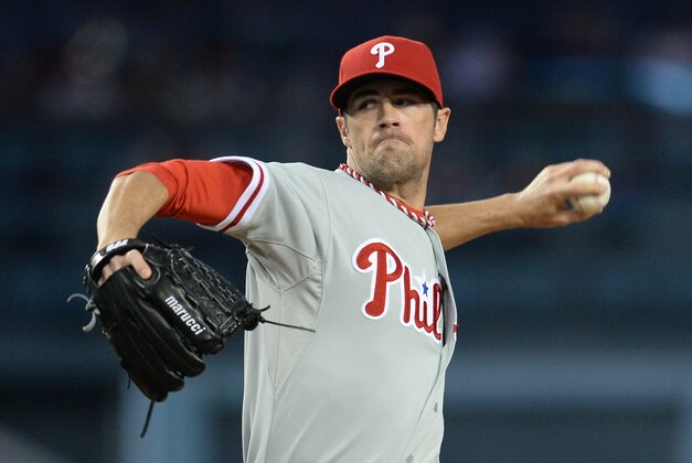 Apr 23, 2014; Los Angeles, CA, USA; Philadelphia Phillies starting pitcher Cole Hamels (35) in the second inning of the game against the Los Angeles Dodgers at Dodger Stadium. Mandatory Credit: Jayne Kamin-Oncea-USA TODAY Sports Apr 23, 2014; Los Angeles, CA, USA; Philadelphia Phillies starting pitcher Cole Hamels (35) in the second inning of the game against the Los Angeles Dodgers at Dodger Stadium. Mandatory Credit: Jayne Kamin-Oncea-USA TODAY Sports