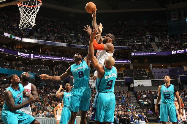 CHARLOTTE, NC - DECEMBER 5: Amar'e Stoudemire #1 of the New York Knicks shoots against the Charlotte Hornets at Time Warner Cable Arena on December 5, 2014 in Charlotte, North Carolina.  NOTE TO USER: User expressly acknowledges and agrees that, by downloading and or using this photograph, User is consenting to the terms and conditions of the Getty Images License Agreement.  Mandatory Copyright Notice:  Copyright 2014 NBAE (Photo by Kent Smith/NBAE via Getty Images)