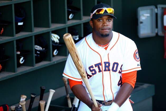Nov 2, 2013; Surprise, AZ, USA; Houston Astros outfielder Delino DeShields against the East during the Fall Stars Game at Surprise Stadium. Mandatory Credit: Mark J. Rebilas-USA TODAY Sports
