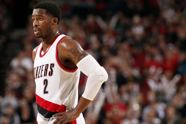 PORTLAND, OR - NOVEMBER 9: Wesley Matthews #2 of the Portland Trail Blazers stands on the court during a game against the Denver Nuggets on November 9, 2014 at the Moda Center Arena in Portland, Oregon. NOTE TO USER: User expressly acknowledges and agrees that, by downloading and or using this photograph, user is consenting to the terms and conditions of the Getty Images License Agreement. Mandatory Copyright Notice: Copyright 2014 NBAE (Photo by Cameron Browne/NBAE via Getty Images)