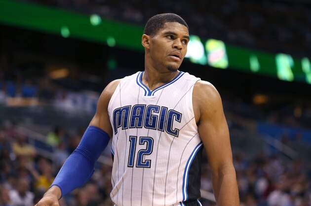 Orlando Magic forward Tobias Harris (12) during an NBA basketball preseason game between the Orlando Magic and Detroit Pistons in Orlando, Fla., on Friday, Oct. 17, 2014. (AP Photo/Reinhold Matay)
