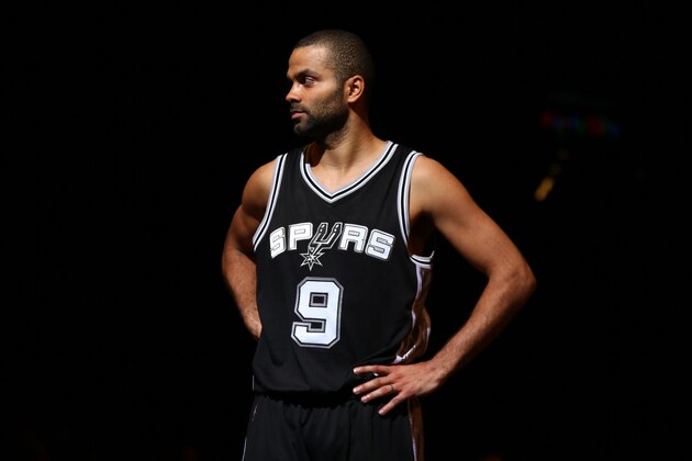 BROOKLYN, NY - DECEMBER 3:  Tony Parker #9 of the San Antonio Spurs stands on the court against the Brooklyn Nets on December 3, 2014 at Barclays Center in Brooklyn, NY. NOTE TO USER: User expressly acknowledges and agrees that, by downloading and or using this photograph, User is consenting to the terms and conditions of the Getty Images License Agreement. Mandatory Copyright Notice: Copyright 2014 NBAE (Photo by Nathaniel S. Butler/NBAE via Getty Images)