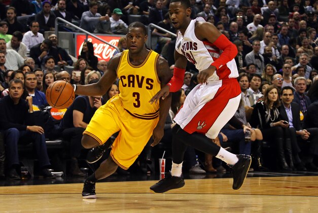TORONTO, CANADA - DECEMBER 5:  Dion Waiters #3 of the Cleveland Cavaliers handles the ball against the Toronto Raptors during the game on December 5, 2014 at the Air Canada Centre in Toronto, Ontario, Canada.  NOTE TO USER: User expressly acknowledges and agrees that, by downloading and or using this Photograph, user is consenting to the terms and conditions of the Getty Images License Agreement.  Mandatory Copyright Notice: Copyright 2014 NBAE (Photo by Dave Sandford/NBAE via Getty Images)