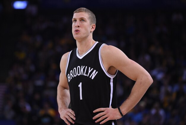 November 13, 2014; Oakland, CA, USA; Brooklyn Nets center Mason Plumlee (1) looks on during the first quarter against the Golden State Warriors at Oracle Arena. The Warriors defeated the Nets 107-99. Mandatory Credit: Kyle Terada-USA TODAY Sports